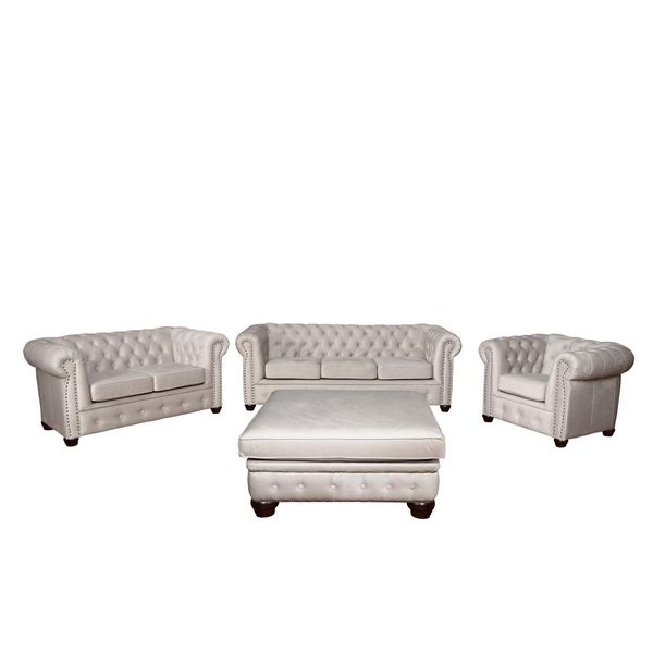 Set Di Divani Chesterfield 3+1+1 Posti Di Design Divano Imbottito Set Di Divani Imbottiti-image