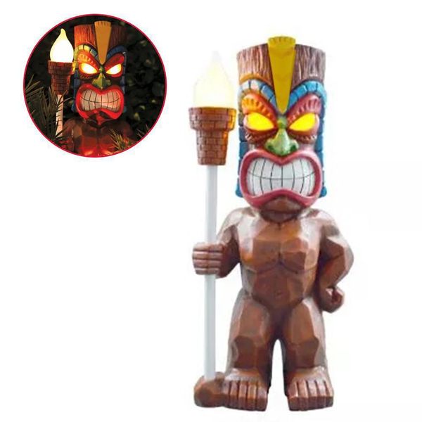 Luce Led Tiki A Energia Solare, Figura Totemica Solare, Ornamento, Luce Led Da Giardino, Decorazione, Artigianato Per Veranda, Prato, Sentiero-image