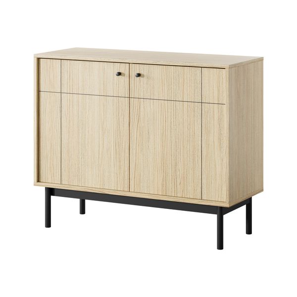 Cassettiera : 2 Ante, Linea Rovere/Nero, 103,5 X 39 X 83,5 Cm-image