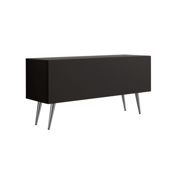 Cabinet Tv : Nero Opaco, Gambe Cromate, 100 X 52 X 32 Cm-image