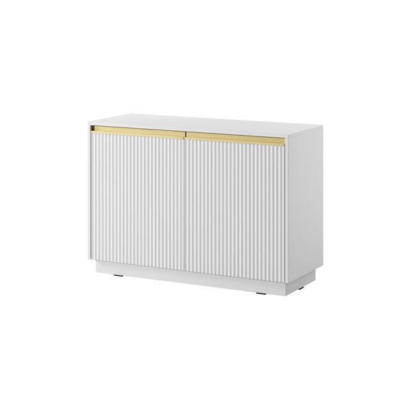 Cassettiera A 2 Ante E 4 Ripiani - Bianco Opaco - 103,5 X 71,4 X 39 Cm-image