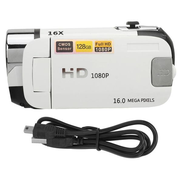 D90 1080P 16MP Videocamera Digitale Da 2,4 Pollici Ruotabile Zoom 16X Videoregistratore Hd Con Riempimento Bianco-image