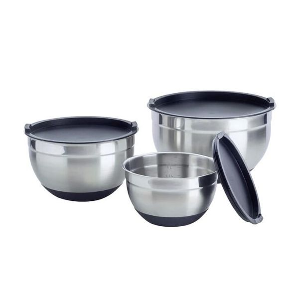 Qdesign: Ciotole In Acciaio Inox Con Coperchio - Set Di 3 Pezzi-image