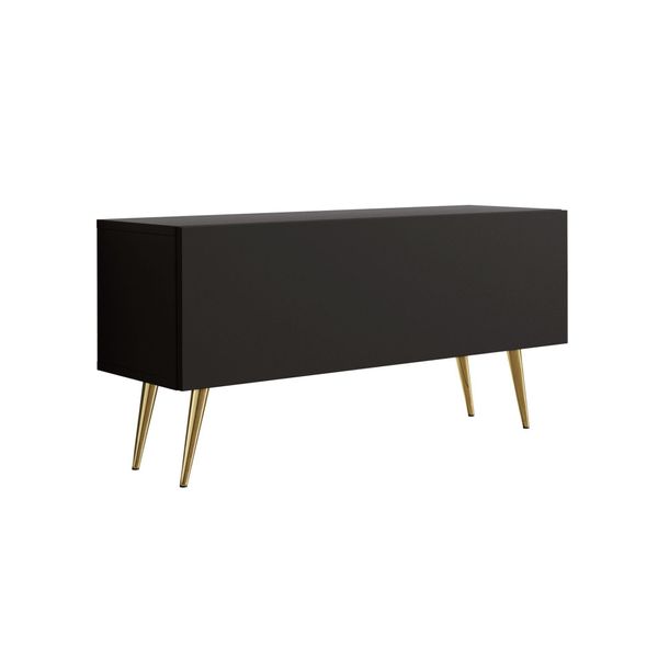 Cabinet Tv : Nero Opaco, Gambe Dorate, 100 X 52 X 32 Cm-image