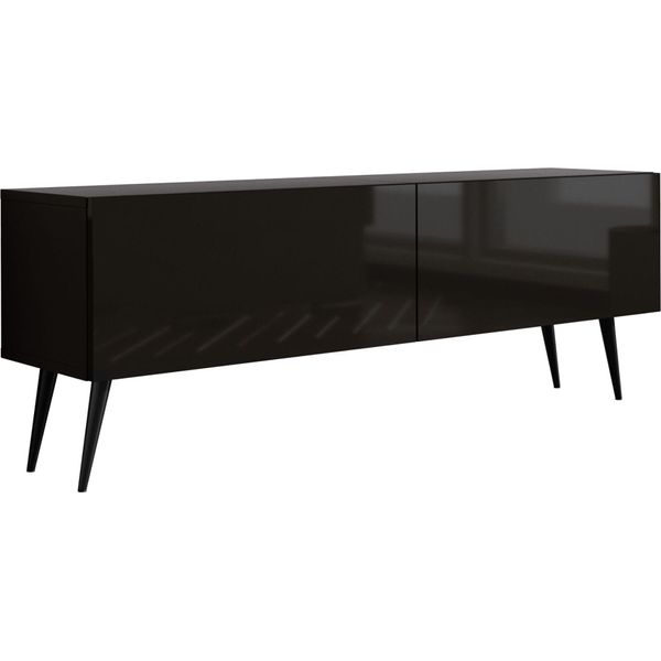 Mobile Tv: Nero Opaco/Nero Lucido, Gambe Nere, 140 X 52 X 32 Cm-image