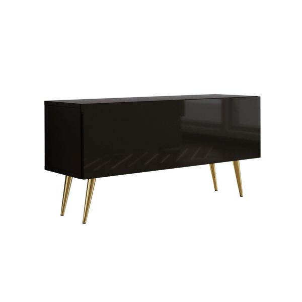 Cabinet Tv : Nero Opaco / Nero Lucido Gambe Dorate, 100 X 52 X 32 Cm-image