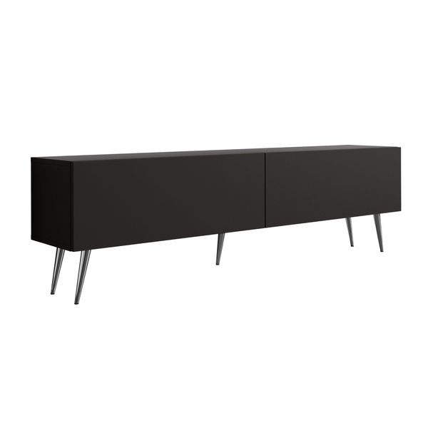 Cabinet Tv : Nero Opaco, Gambe Cromate, 170 X 52 X 32 Cm-image