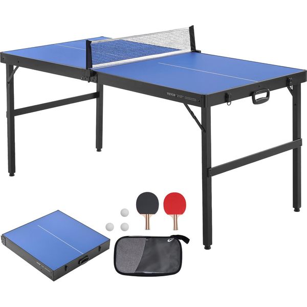Tavolo Da Ping-Pong Vevor, Tavolo Da Ping-Pong Portatile Di Medie Dimensioni, Tavolo Da Ping-Pong In Mdf Pieghevole Completo Di Rete, 2 Racchette, 3 Palline, Borsa Per Il Trasporto, Manico-image