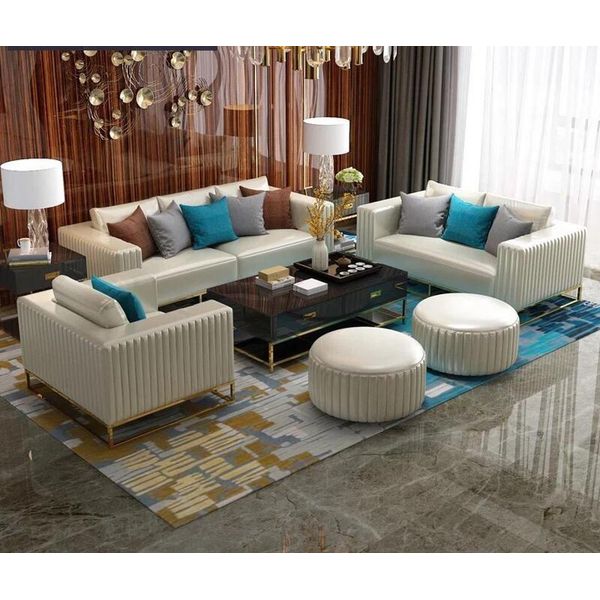 Luxury Leather Sofa Couch Upholstery Seat Set 321 Complete Set Designer Sofas New-image