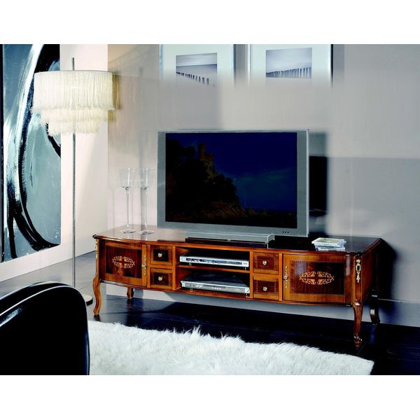 Credenza Tv Lowboard Rtv Mobile Tavolo Soggiorno Legno Mobili Stile Barocco Nuovo-image