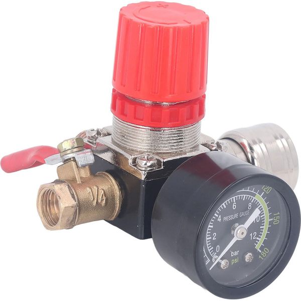 Regolatore Del Compressore D'aria, Regolatore Del Compressore D'aria Con Manometro, Kit Del Regolatore Del Compressore D'aria, Regolatore Del Manometro D'aria 0-180 Psi, Regolatore Del Manometro D'aria, Regolatore Dello Strumento Pneumatico-image