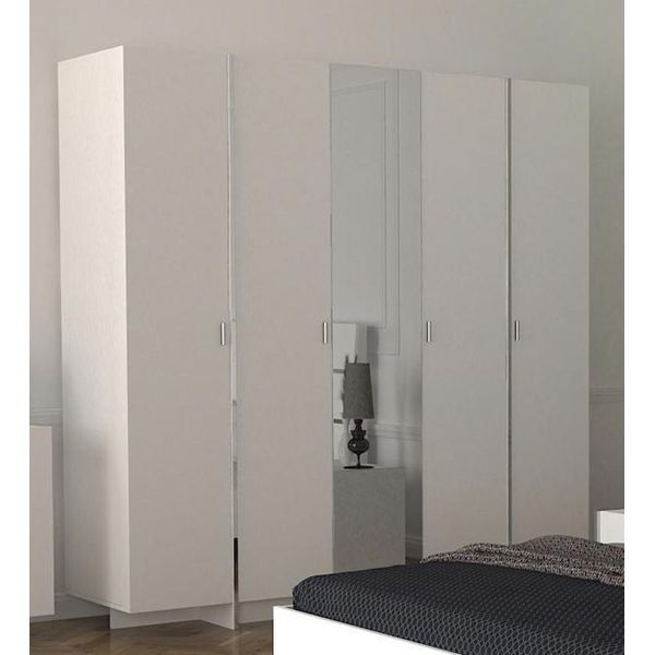 Armadio Camera Da Letto Mobili Moderni Armadio In Legno Marrone 204Cm Bianco-image