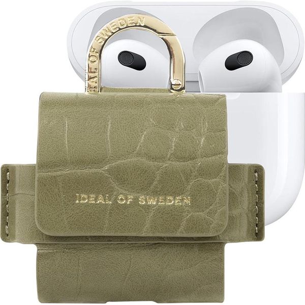 Ideal Of Sweden, Mini Custodia Per Airpods 3 Modello Flo Con Texture Coccodrillo, Verde-image
