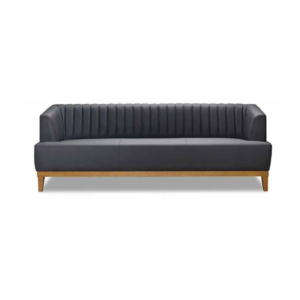 Set Di Divani Grigio-Marrone Poltrona Imbottita Di Design Tessuto Nobile 3 Posti-image