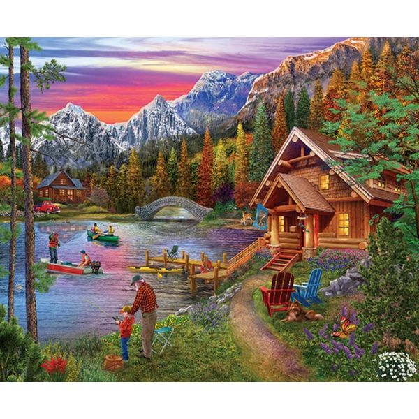 Sunsout Puzzle Ponte Di Pietra Lago 1000 Pezzi Tom Wood Art-image