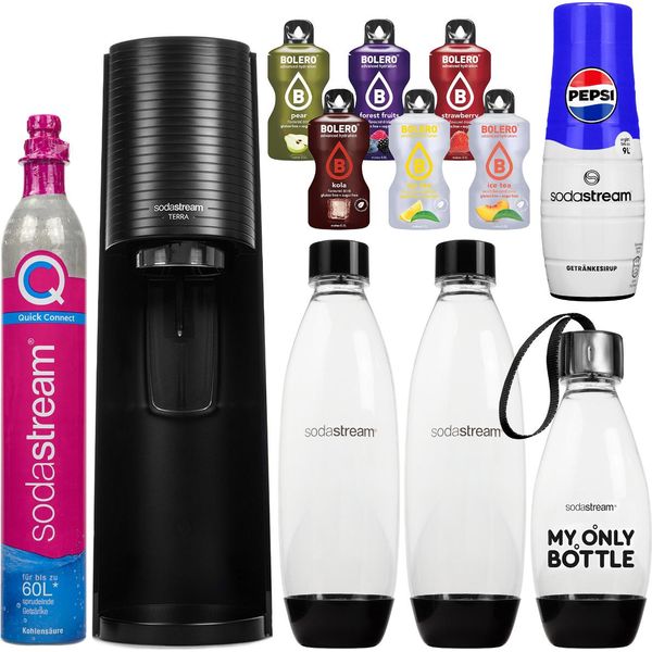 Sodastream Spumantizzatore Terra Black Set Con 3 Bottiglie Di Cartuccia Di Sciroppo-image