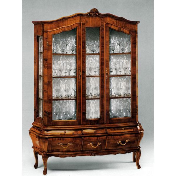 Credenza Per Soggiorno Con 3 Cassetti E Ante In Vetro Credenza Per Sala Da Pranzo In Legno Massiccio-image