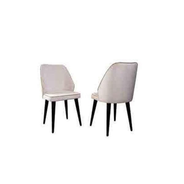 Sedia Imbottita Bianca Sala Da Pranzo Di Lusso Monoposto Piedi In Legno Mobili Di Design-image