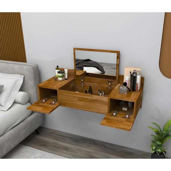 Lusso Tavolino Da Camera Marrone Con Specchio Moderna Console Dresser Camera Da Letto-image
