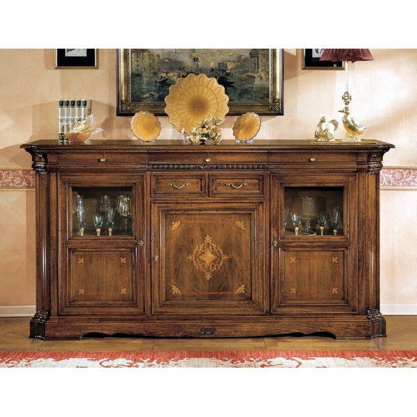 Credenza Credenza Cassettiera Vetrinetta Soggiorno Legno Mobile Buffet Nuovo-image
