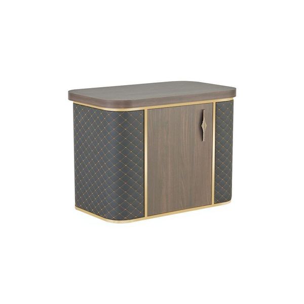 Cassettiera Bicolore Marrone Nero Stile Moderno Design Studio Legno-image