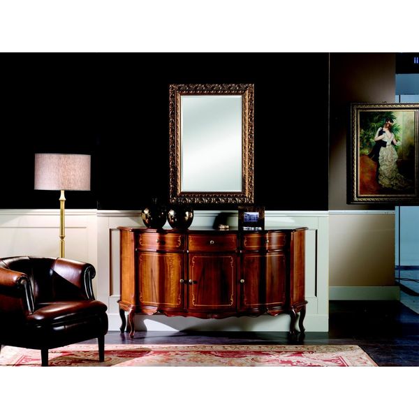 Legno Lusso Mobili Italiani 2Pc Set Mobili Stile Barocco Cassettiera Con Specchio Nuovo-image