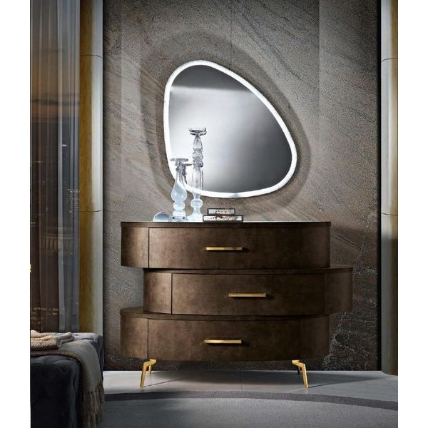 Cassettiera Con Specchio Comò Camera Da Letto Armadio Legno Design Moderno Set Marrone-image