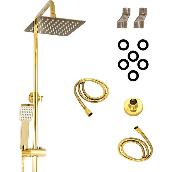 Granitan | Set Doccia Rossa Gold - Ultra Slim - Oro - Design Moderno - Materiali Di Alta Qualità-image