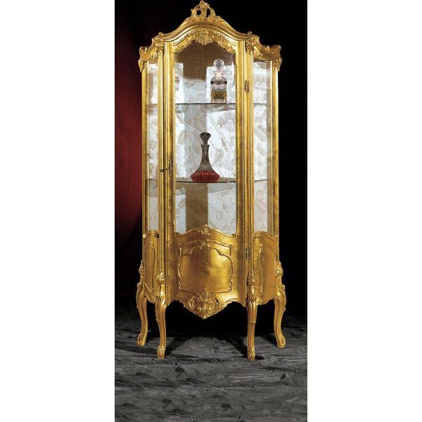 Vetrinetta In Legno Dorato Vetrinette In Vetro Vetrinette A Scaffale Mobili Italiani Nuovi-image