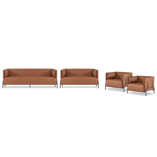 Set Da Studio 4 Pezzi 3 Posti 2 Posti Con 2X Poltrona Stile Moderno Design-image