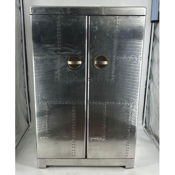 Casa Padrino Mobile Bar Aeroplano In Alluminio Argento / Nero H. 113 Cm-image