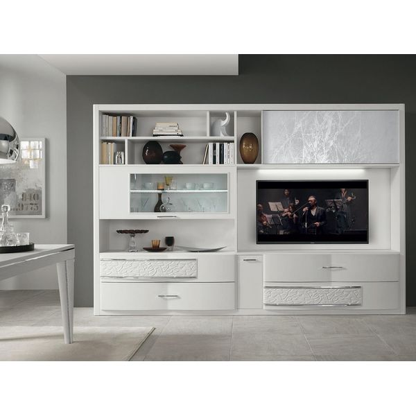 Parete Attrezzata Rtv Armadio A Muro Credenza Televisione Cassettiera Legno Design Moderno Mobili Nuovi-image