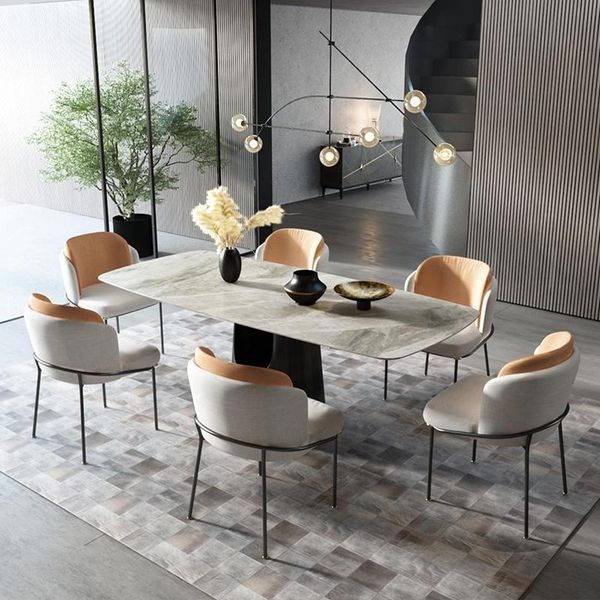 Sala Da Pranzo Tavoli Di Marmo Set Da Pranzo Gruppo Di Sedie Nuovo Tavolo Di Design Sedie 7 Pezzi-image