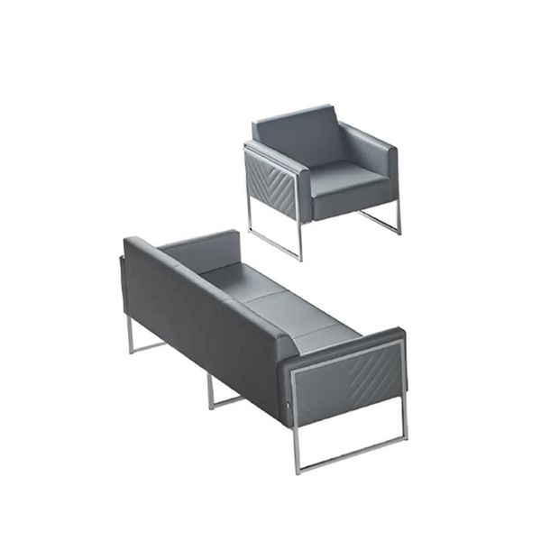 Set Studio 2 Pezzi 3 Posti Con Poltrona Grigio Unicolore Design Moderno-image