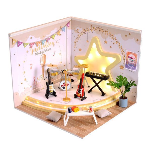 Kit Casa Delle Bambole, Kit Casa Delle Bambole In Miniatura, Casa Delle Bambole In Miniatura In Legno, Kit Casa Fai Da Te, Modello Casa Delle Bambole, Regalo Di Compleanno-image