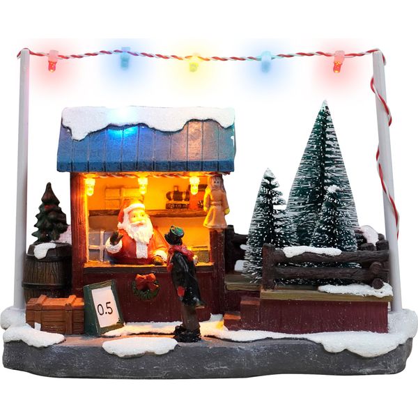 3.07 Scena Natalizia Illuminata Stand Di Vendita Uomo Di Natale - Dimensioni Circa 18,5 X 9,5 X 14 Cm-image