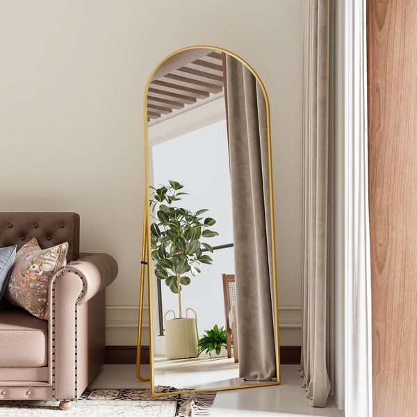 Proximax Specchio Curvo A Figura Intera Con Angoli Arrotondati, 165 X60 Cm Specchio A Figura Intera Di Grandi Dimensioni Specchio Da Terra Come Specchio Da Toeletta Per Il Soggiorno, Oro-image
