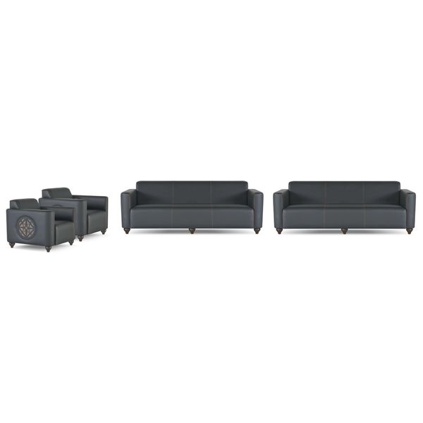 Set Da Studio 4 Pezzi 2X 3 Posti 2X Poltrona Nero Unicolore Moderno-image