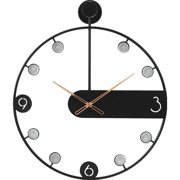 Sensahome Orologio Da Parete Manila - Lussuoso Orologio Industriale In Metallo - Grande Formato - Ø50 Cm - Nero-image