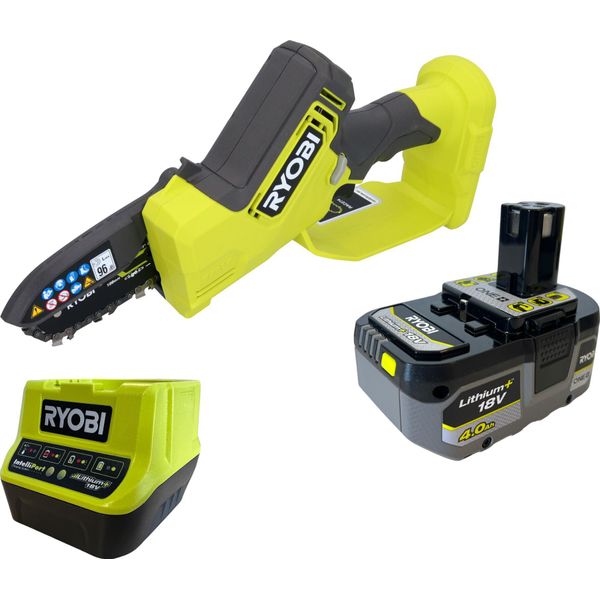 Ryobi RY18PSX10A Sega Per Potatura A Batteria 18 V 10 Cm Brushless + 1X Batteria 4,0 Ah + Caricatore-image