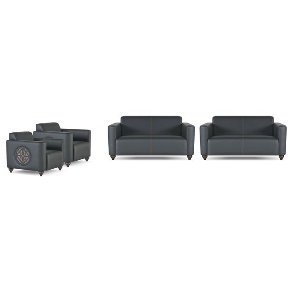 Set Studio 4 Pezzi 2X 2 Posti Con 2X Poltrona Colore Nero Soggiorno-image