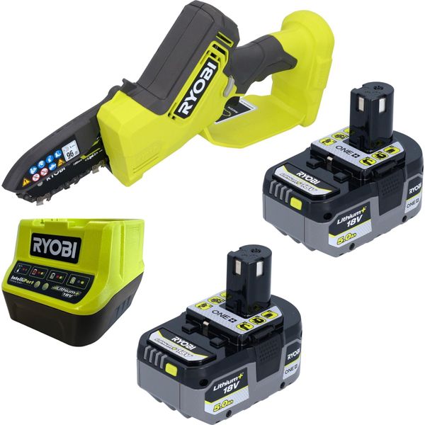 Ryobi RY18PSX10A Sega Per Potatura A Batteria 18 V 10 Cm Brushless + 2X Batteria 5,0 Ah + Caricatore-image