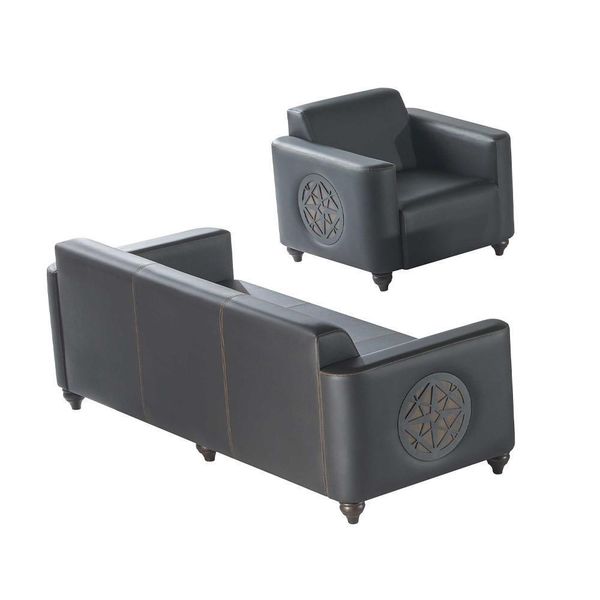Set Studio 2 Pezzi Poltrona 3 Posti Nero Unicolore Design Moderno-image