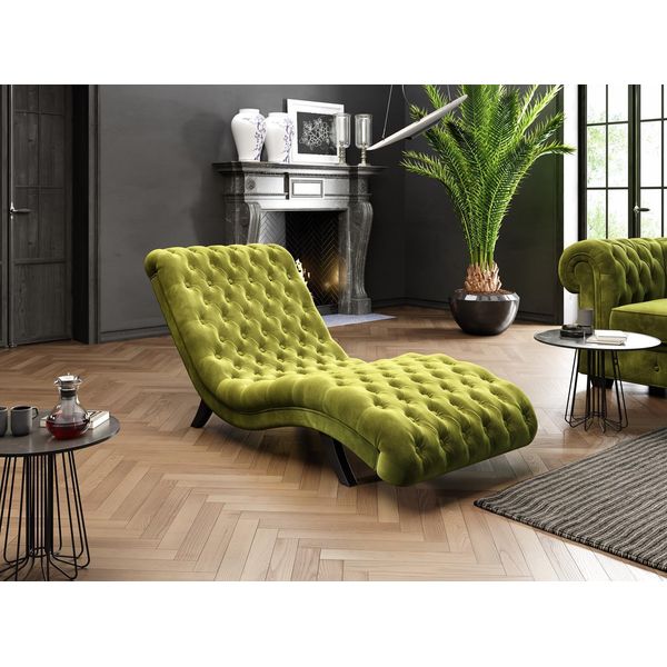 Divano Chesterfield Divano Lounger Legno Metallo Chaise Longue Relax Lounger Nuovo-image