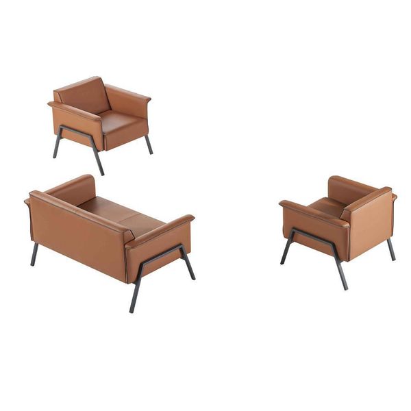 Set Da Studio Marrone Lussuosa Poltrona A Due Posti 2X Poltrone 3 Pezzi-image