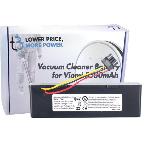 Tradebit Batteria Di Ricambio Compatibile Per Viomi V2 Pro V3 Se Vacuum Mop Pro - Li-Ion - 3500 Mah - 14,4V-image