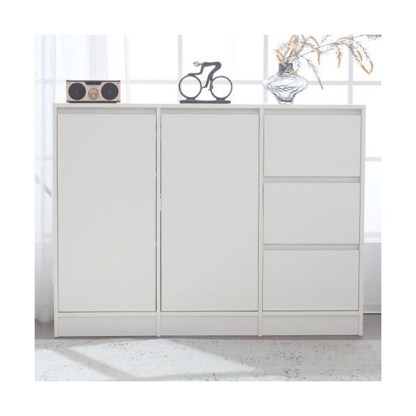 Cassettiera Aiorber, Ampio Spazio Di Archiviazione, Con Ripiani Regolabili, In Truciolato, Protezione Antiribaltamento, Credenza,Per Sala Da Pranzo, Soggiorno, 120X90X35 Cm, Bianco-image