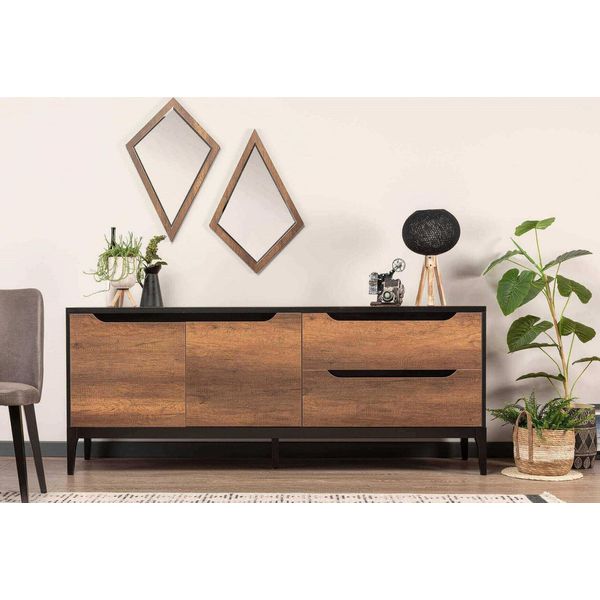 Credenza Per Sala Da Pranzo Con 2X Specchio Set Di Mobili Moderni In Legno Gruppo-image