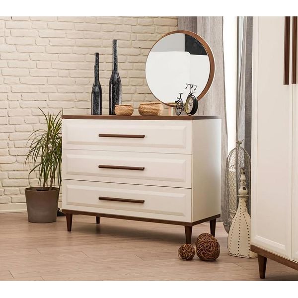 Cassettiera Con Specchio Camera Da Letto Design Mobili In Legno Arredamento Credenza-image