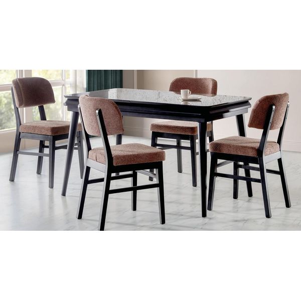 Set Sala Da Pranzo 5 Pezzi Tavolo Da Pranzo 4X Sedie Design Moderno Nero Set Di Lusso-image